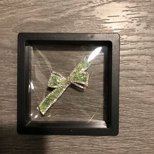 Green Crystal Bow Brooch - Women Jewelry